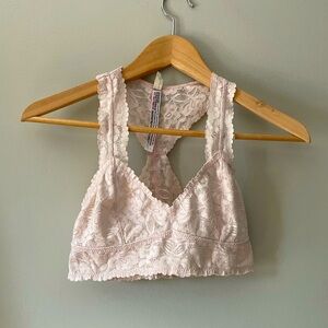 Free People Intimately Galloon Lace Racerback Bra - sz XS, light pink